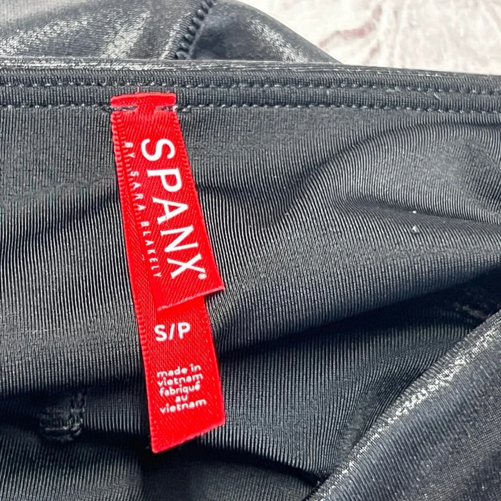 Spanx SPANXshape Faux Leather Leggings Womens Small Black High Waist Compression